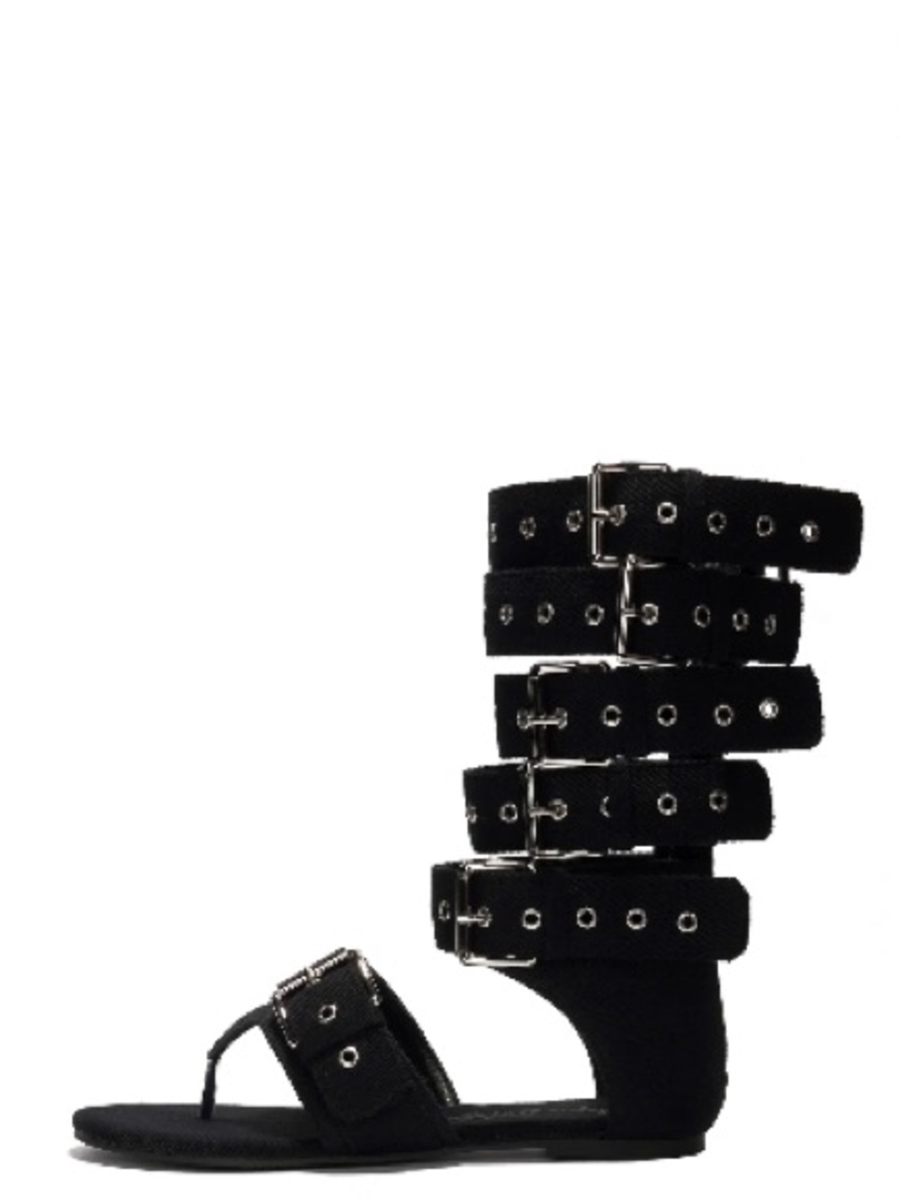 Black Multi-Strap Buckled Gladiator Sandal - Women